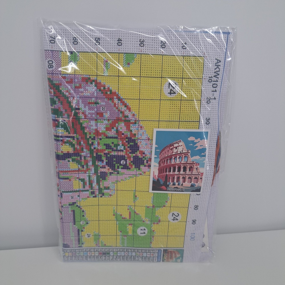 Colosseum Rome Italy Stamped Cross Stitch Kit AKW101-1 DIY Needlepoint Art Craft